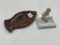 2 Vintage Trays- Pretty Red Wing Hiawatha- Porcelain Couple