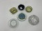 6 misc ashtrays - heavy cut glass - sopers lodge - colorado bell - disney