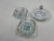 3 glass advertizement ashtrays howard johnson , paul bunyan center