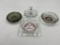 4 - glass ashtrays standard oil , avanti , mabels tavern
