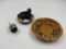 1 - 8in ceramic ashtray, 1.5 in ceramic with pipe ashtray , 1 crab ashtray