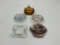5 4inch glass ADV ashtrays - ICCE - flamingo - somerset - amber - metal white house
