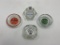 4 - 4in glass ash tray - hussler, bianco , trade winds, duffys tavern