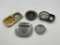 5 ashtray 1- 6in metal awawa colony 1 -7in metal fincor , 6in cast farmer, 1 -7in wisconsin 1 -3in t