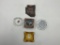 5 ashtrays -  3- 4in glass ellberg, grouse, amber, 7in niagara falls, 7in metal arizona