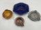 4 misc - Reserva dr lafam 'lia - amber glass- handmade arts-n-crafts - rare freemason