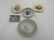 5 misc - metal pella iowa - lincols home il - new mexico - round flowers signed edmunds - mcm heavy