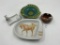 4 misc - round/cat - scotty dog - mcm green usa - 1950s porcelain horse