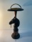 1970s wood horse smoking stand amber glass