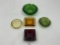 5 mcm greeen - ruby red - amber ashtrays