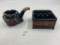 1920s black cat pipe ashtray - mcm square ashtray