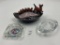 3 misc - simese mcm cat ashtray / kittens - mwa glass tray - jerrys negget casino