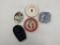 5 misc - carved hawaii - 1950s christmas santa - 1982 knoxville worlds fair - ozarks tin - blue delp