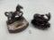 2 mcm porcelain trays horse and whale