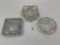 3 mcm cut glass clear ashtrays