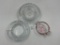 Mcm 3 ornate cut glass clear ashtrays