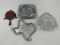 4 misc - Mcm chrome tray - mcm cut glass - greenville system - texas - cast iron skillet rock falls