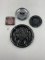 4 misc - Mcm large free masons tray - chrome butlers brothers auto parts - purple glass floral - dak