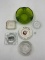 6 misc - Mcm large green crackle glass tray - the market place joliet il - round clear glass - johns