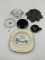 6 misc - Black glass round tray - clear glass bowl - grouse bird tray - dog tray - mexico aztec - ti
