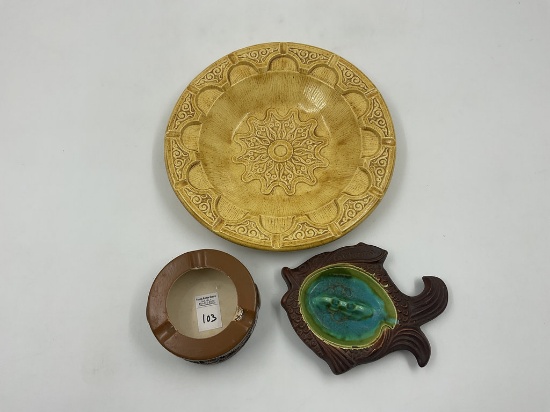 mcm round ashtray - california fish ashtray - round aztec