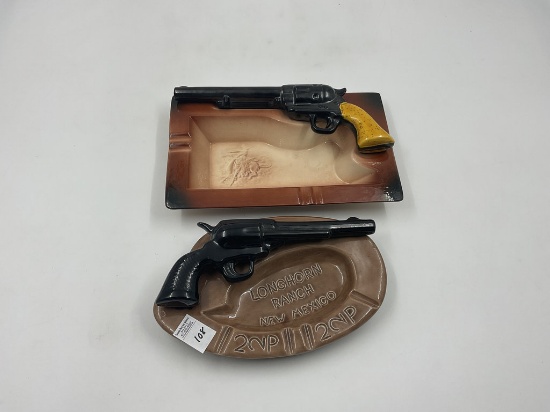 2 pistol ashtrays