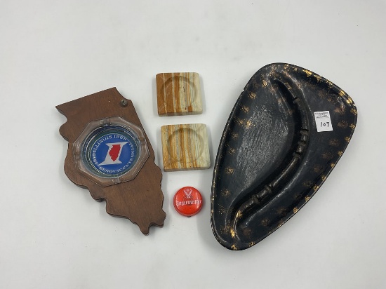 mcm ashtrays - 2 stone ashtrays - illinois