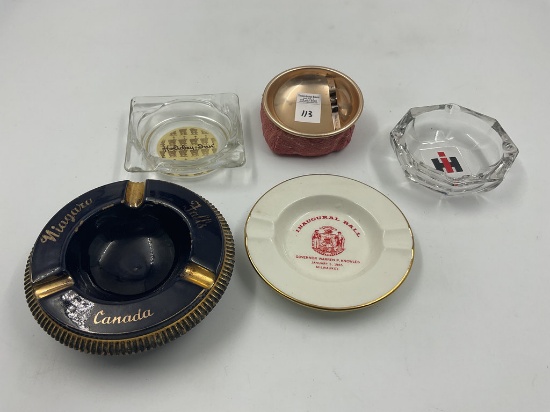 5 Ashtrays - niagara falls - inagural ball- case - holiday inn