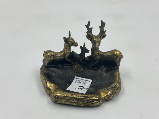 Bronze Pocono Mountain Split Rock Lodge Deer Ashtray