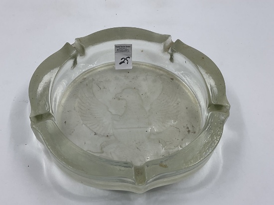 MCM 6lb Indiana Glass amber Eagle Ashtray