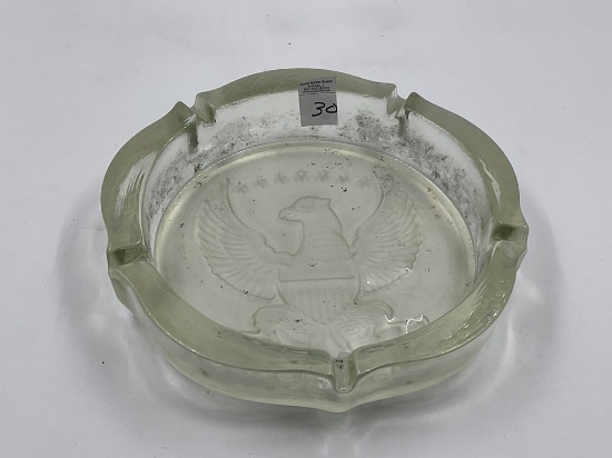 MCM 6lb Indiana Glass amber Eagle Ashtray