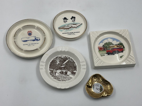 5 Ceramic ashtrays leewayne  midwest farm