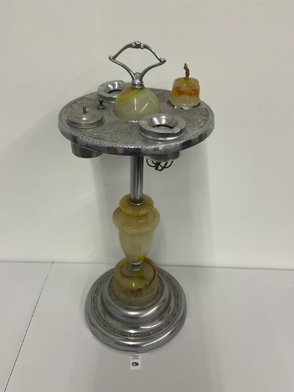 Art deco slag glass smoking stand