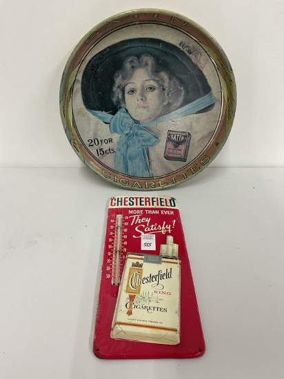 Chesterfield 1950s ADV thermometer - satin beer tray