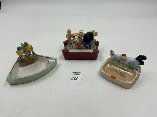 3 made in Japan porcelain 1920s ashtrays