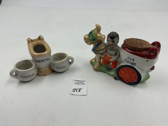 2 made in japan porcelain ashtrays