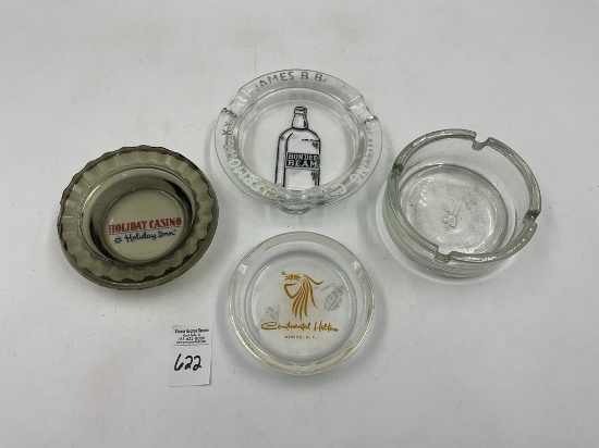 4 ADV - glass playboy tray - holiday casino - contenential hilton mexico - james beam distilling co.