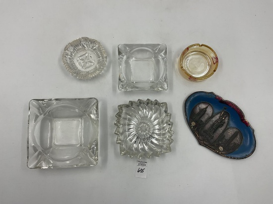 6 misc - 4 mcm glass trays - iowa state - new york city