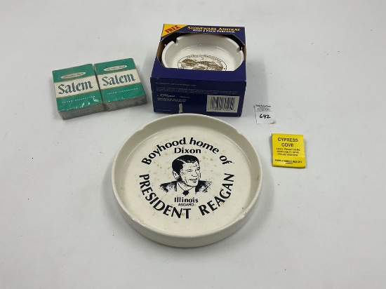 Ronald reagan boyhood home - unopened 2 pack salem playing cards - box tobaccoville trays
