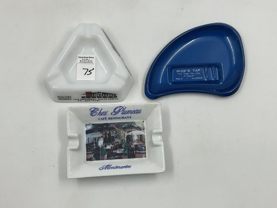 3 advertizing ashtrays - 3 sided realtors