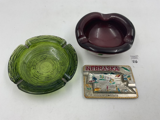 mcm green swirl tray - nebraska - mcm murano glass