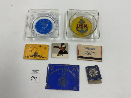 5 military match books - navy - army - marines - usn ashtray