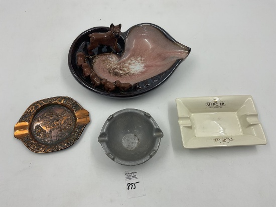 4 misc - mcm dog and pup tray - san fransisco - mercier champagne - round pewter tray