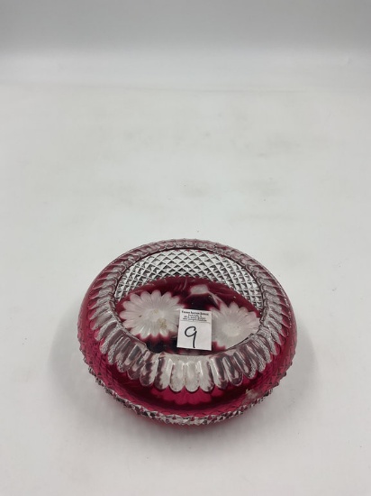 Vintage Ruby red C-T Glass Ashtray