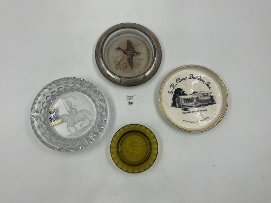 4 ADV - Mcm cut glass beyer engraved knight - mcm flying duck glass silver plated - S.R. clapp