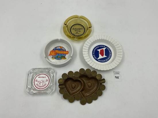 Missouri schmalzers minocqua wisc - horseshoe club reno - 1968 il sesquicentennial - coin ashtray -