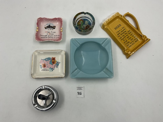 Porcelain beer mug - push spin tray - dragon ashtray - canada 1967 - rome - mcm square pale blue