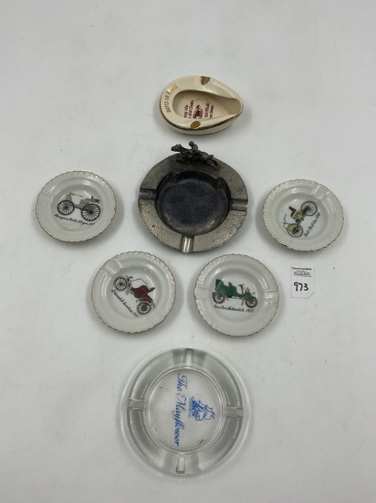 4 ADV - 4 made in japan porcelain car set - the may flower vintage bed pan keep me clean - rare 1936