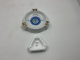 2 porcelain advertizing ashtrays - federal avaition - 3 sided alices café
