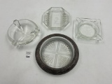 4 misc - large mcm cut glass silver plate rim - travelodge - starved rock yacht club ottawa ia - mcm